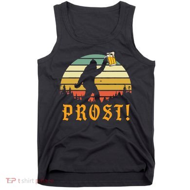 Vintage Prost! Bigfoot Yeti Drinking Beer German Oktoberfest Tank Top
