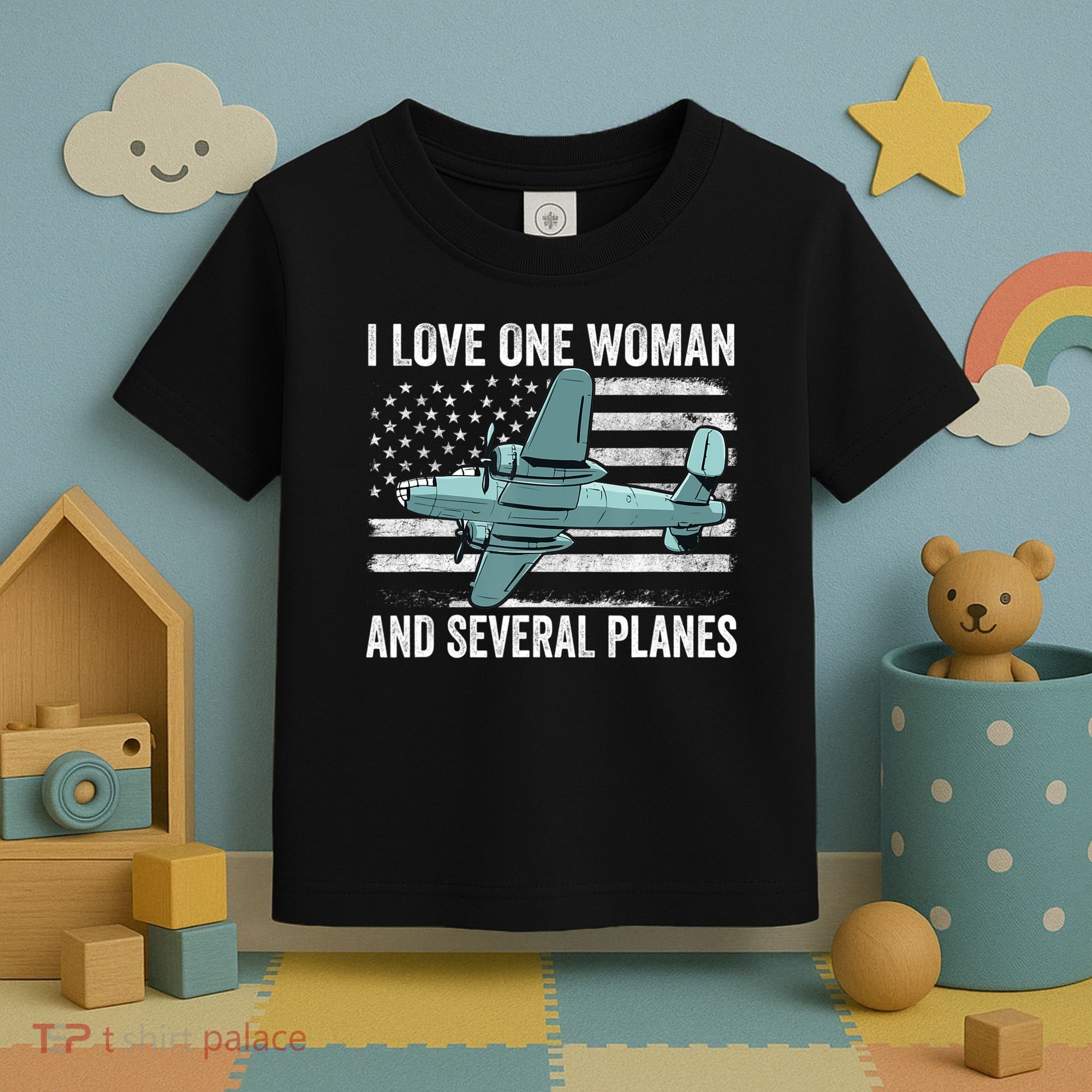 Veteran Pilot B17 Heavy Bomber WW2 Plane Aircraft USA Flag Toddler T-Shirt