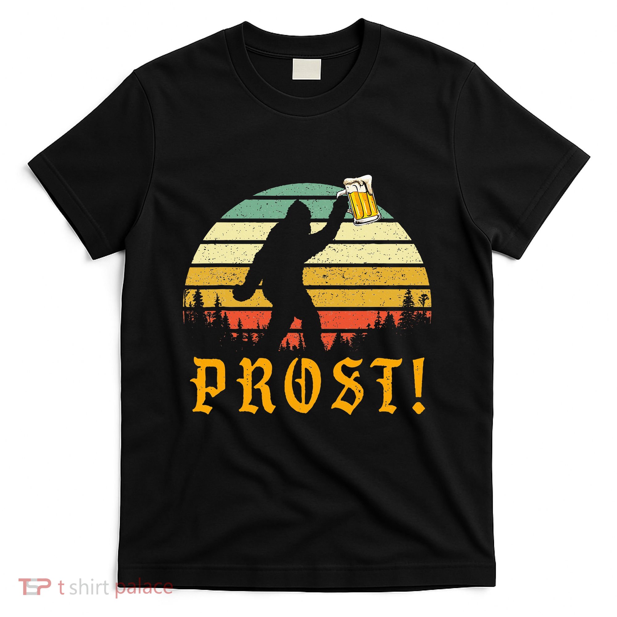 Vintage PROST Bigfoot Drinking Beer German Oktoberfest T-Shirt