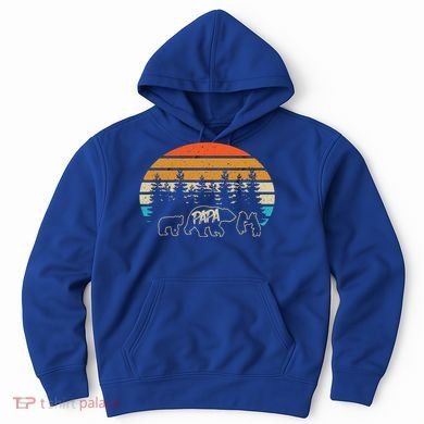Vintage Papa Bear With Three Cute Bear Cubs Gift Hoodie