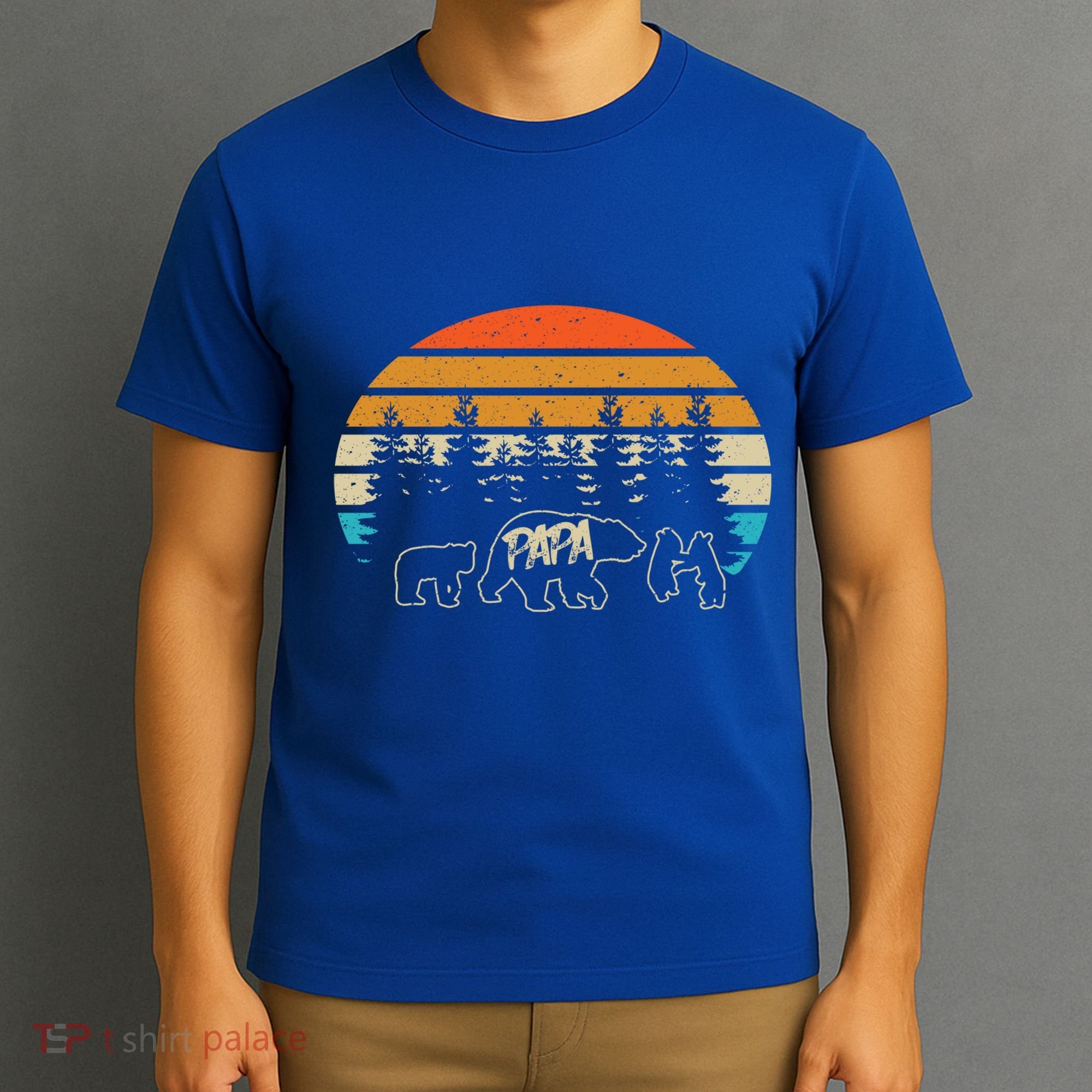 Vintage Papa Bear With Three Cute Bear Cubs Gift T-Shirt