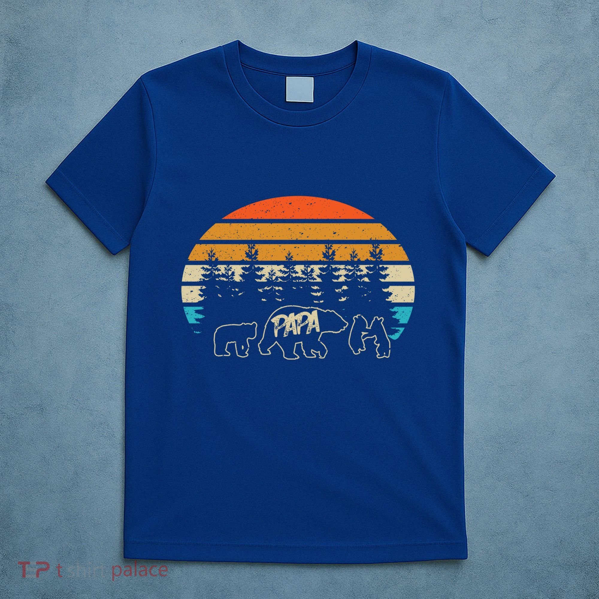Vintage Papa Bear With Three Cute Bear Cubs Gift T-Shirt