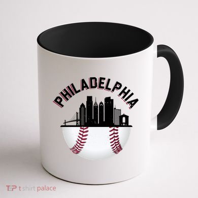 Vintage Philadelphia Baseball Retro Skyline Coffee Mug back