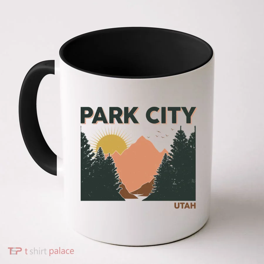 Vintage Park City Utah Mountain Forest Coffee Mug