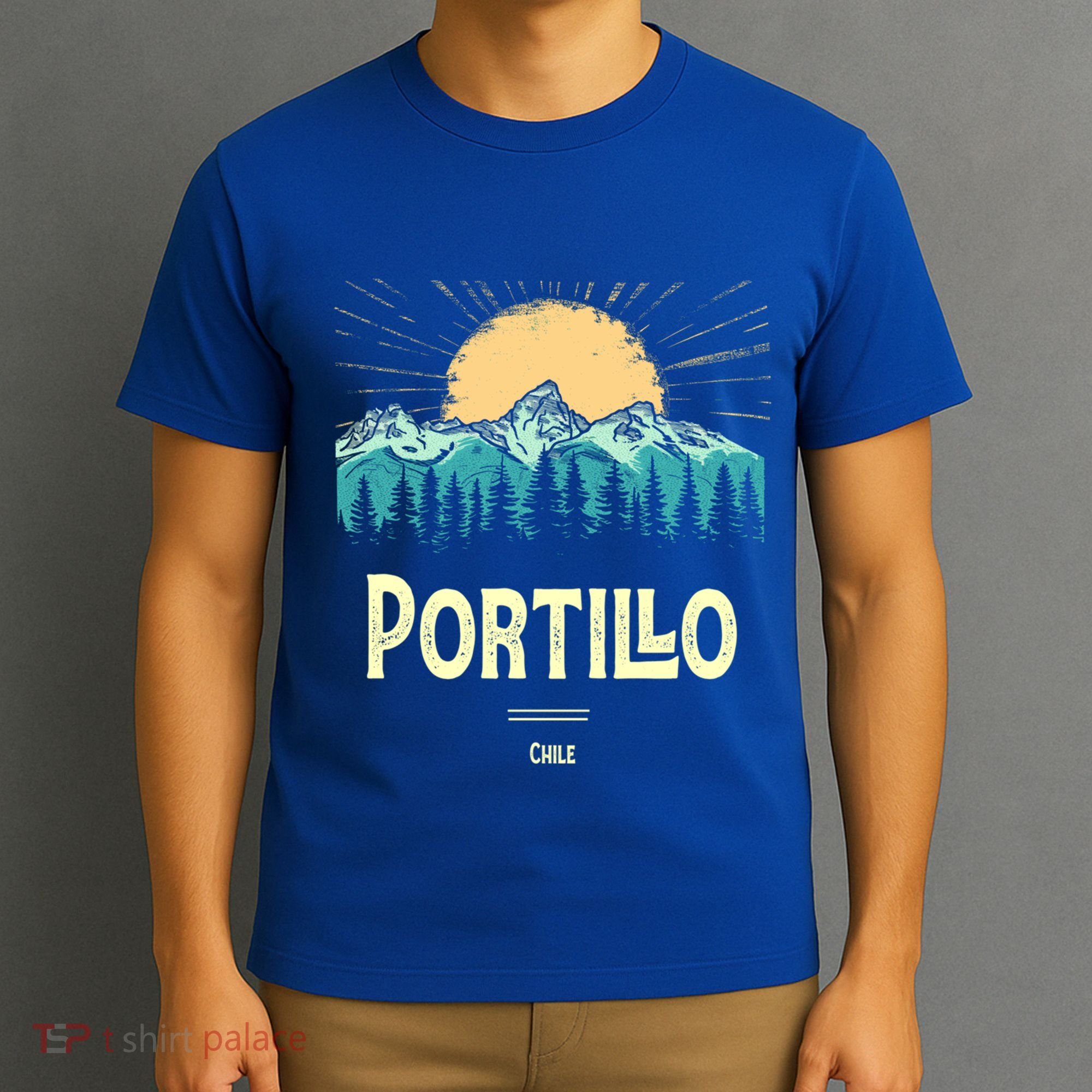 Vintage Portillo Chile Souvenir Hiking Sunset Gift T-Shirt