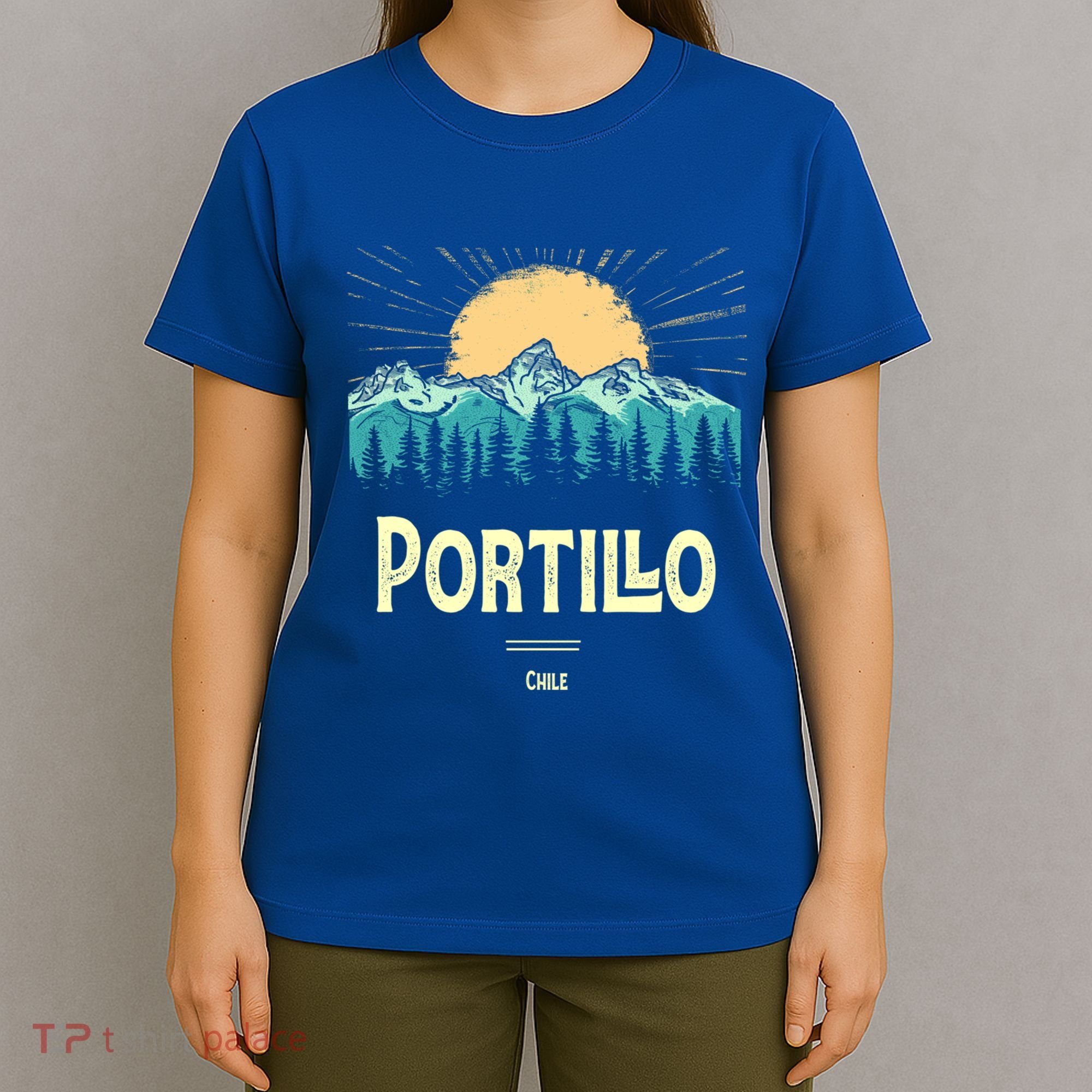 Vintage Portillo Chile Souvenir Hiking Sunset Gift T-Shirt