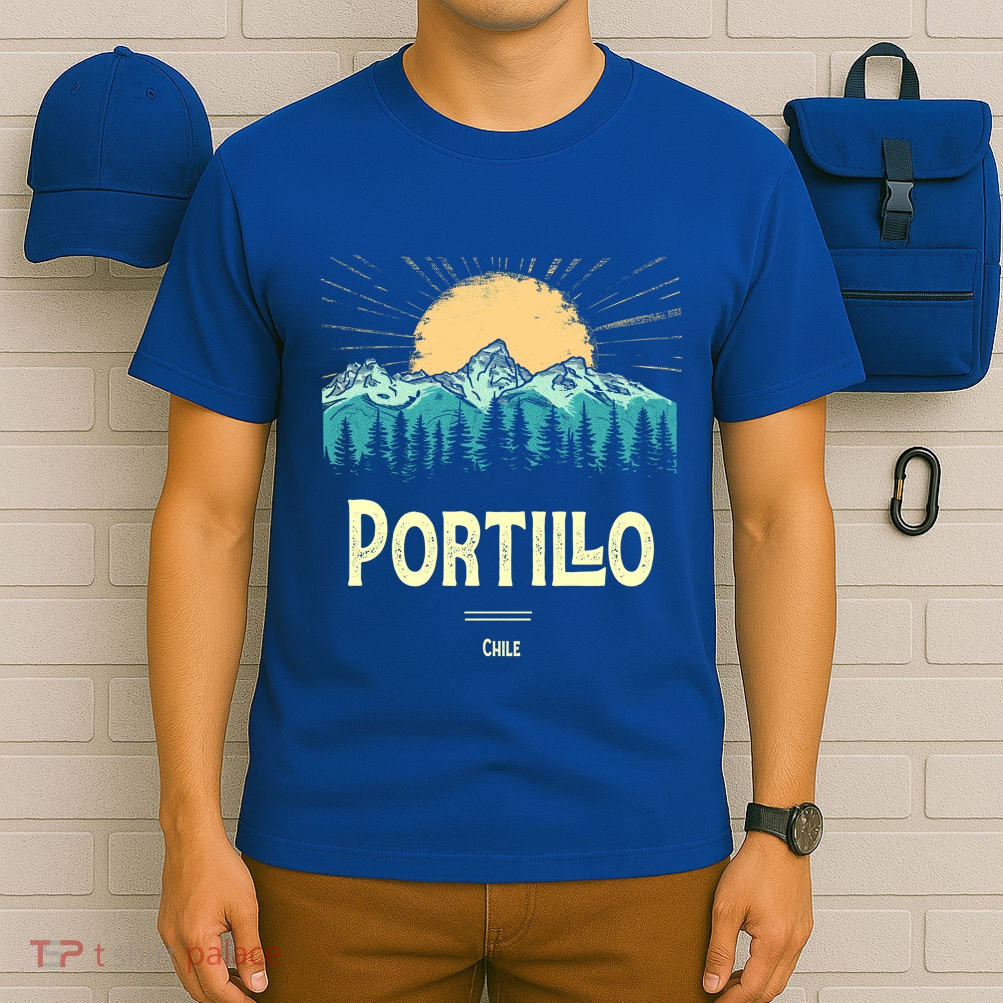 Vintage Portillo Chile Souvenir Hiking Sunset Gift T-Shirt