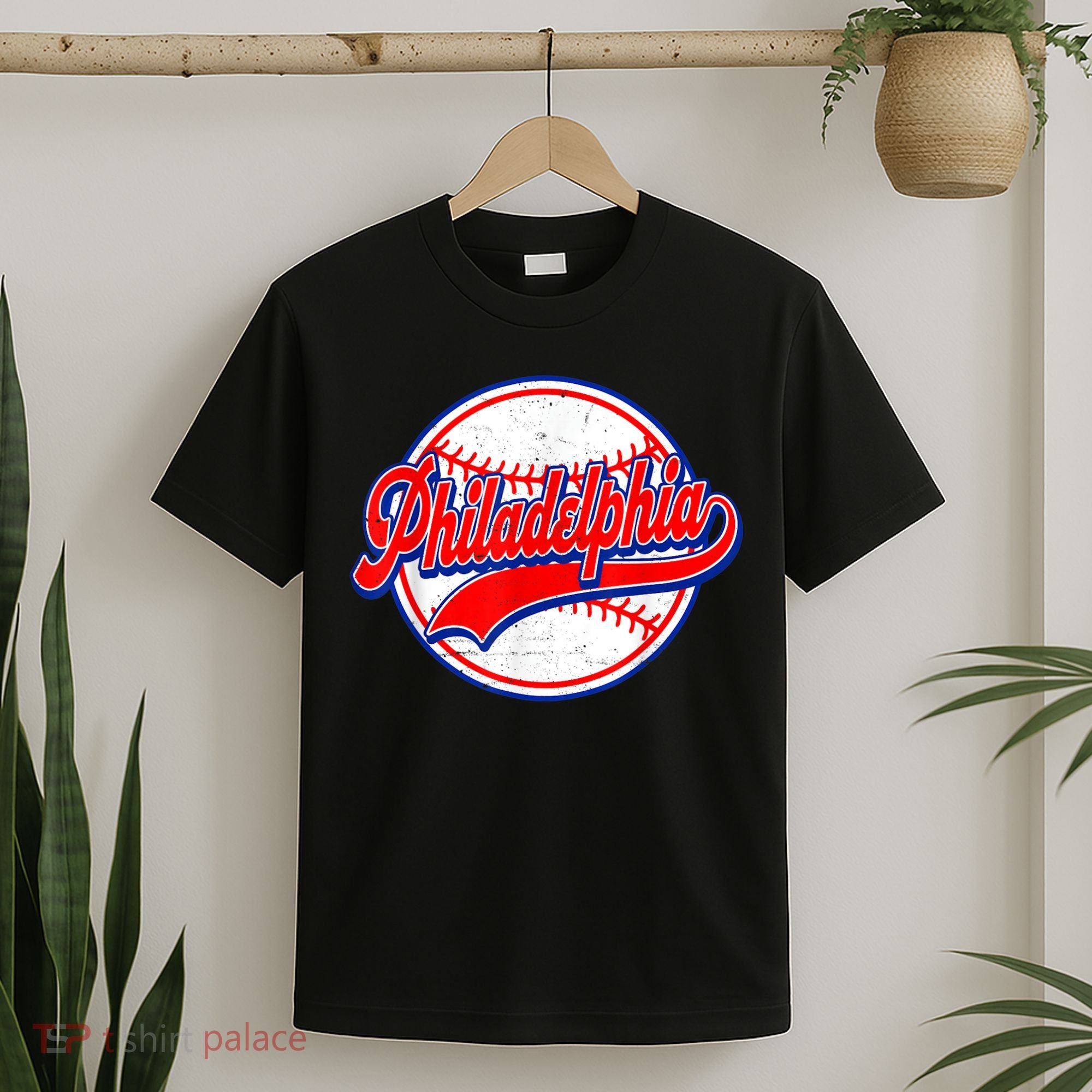 Vintage Philadelphia Cityscape Baseball Lover Wos T-Shirt