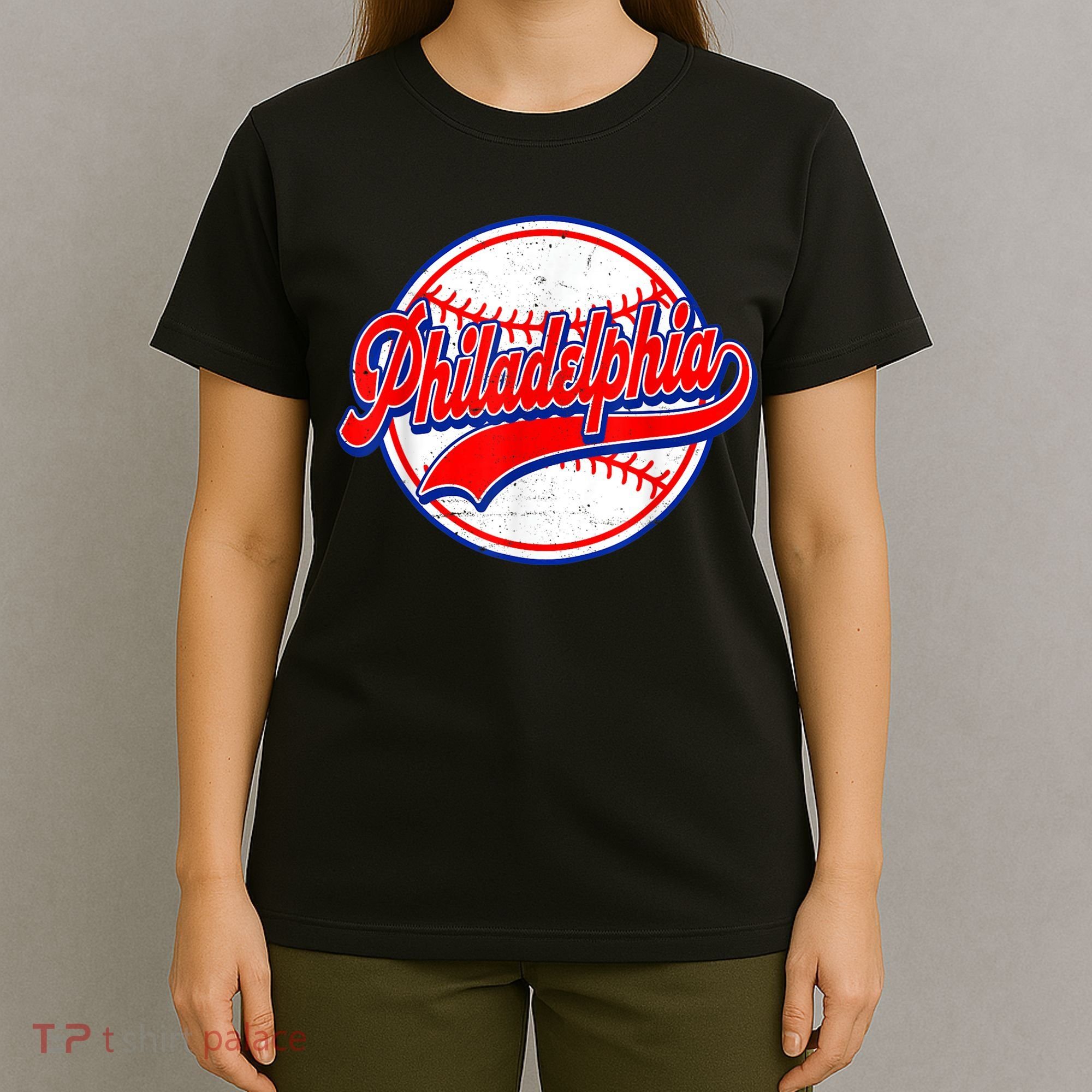 Vintage Philadelphia Cityscape Baseball Lover Wos T-Shirt