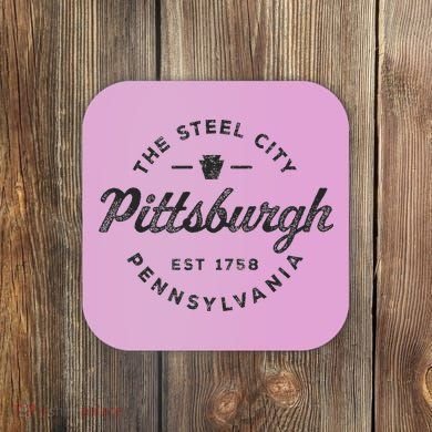 Vintage Pittsburgh Circle Logo Retro Throwback Souvenir Coaster