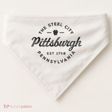 Vintage Pittsburgh Circle Logo Retro Throwback Souvenir USA-Made Doggie Bandana