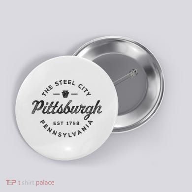 Vintage Pittsburgh Circle Logo Retro Throwback Souvenir Button