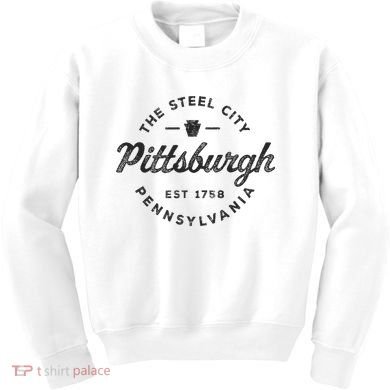 Vintage Pittsburgh Circle Logo Retro Throwback Souvenir Kids Sweatshirt