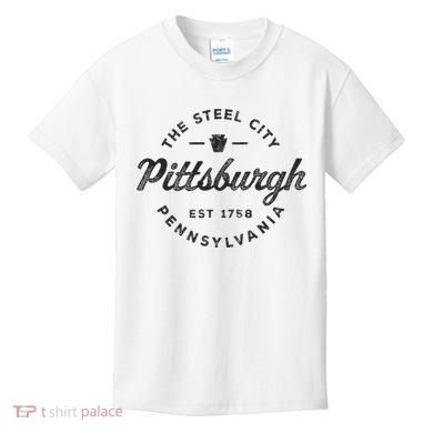 Vintage Pittsburgh Circle Logo Retro Throwback Souvenir Kids T-Shirt