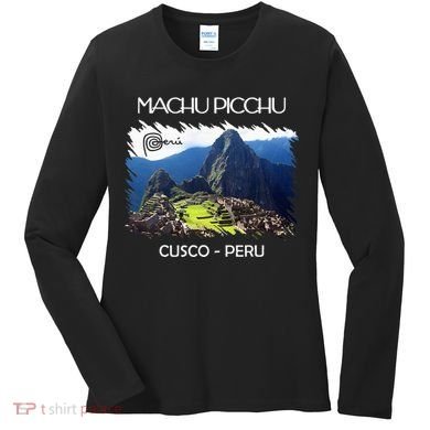 Vintage Peru Cusco Machu Picchu Llama Jersey Souvenir Women's Long Sleeve Shirt