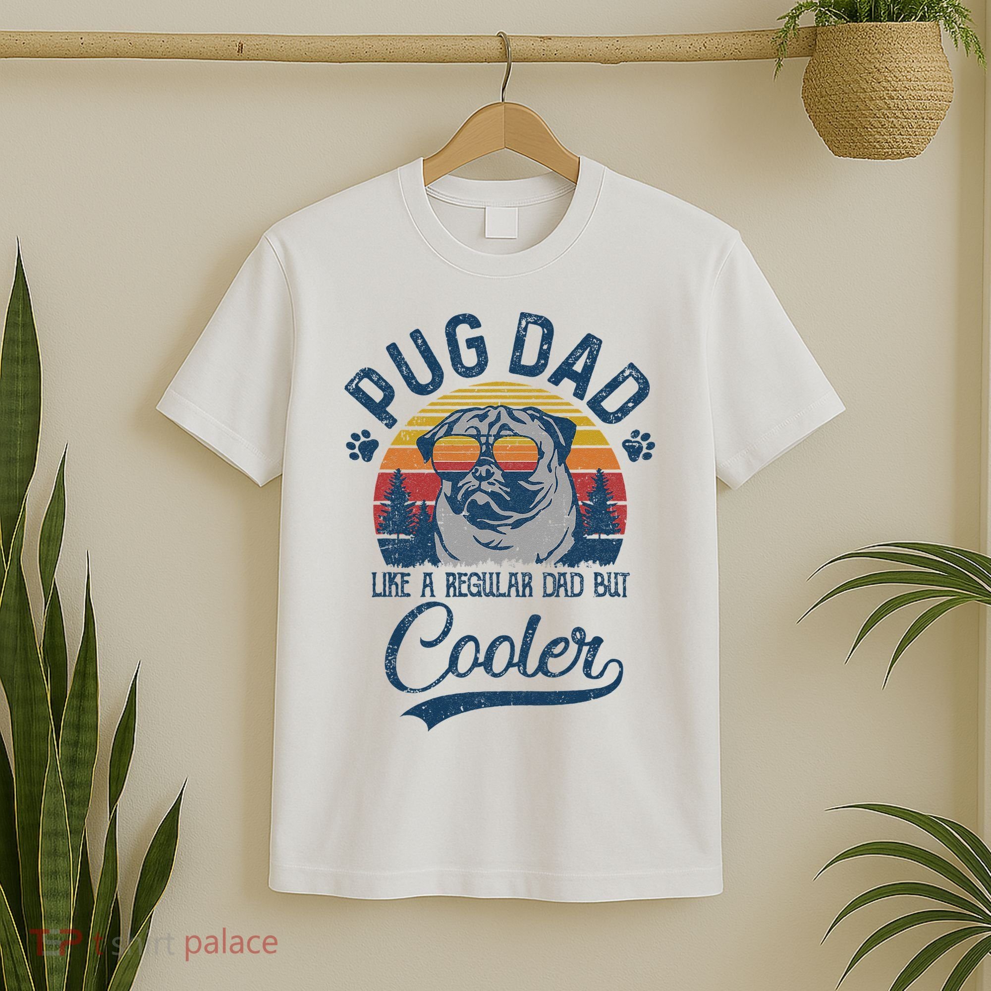 Vintage Pug Dad Like A Regular Dad But Cooler Funny T-Shirt