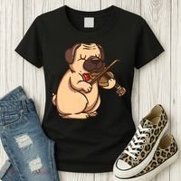 Violinist Pug Dog Violin Viola Player Music Lover Gift Girl Women's T-Shirt thumb 3