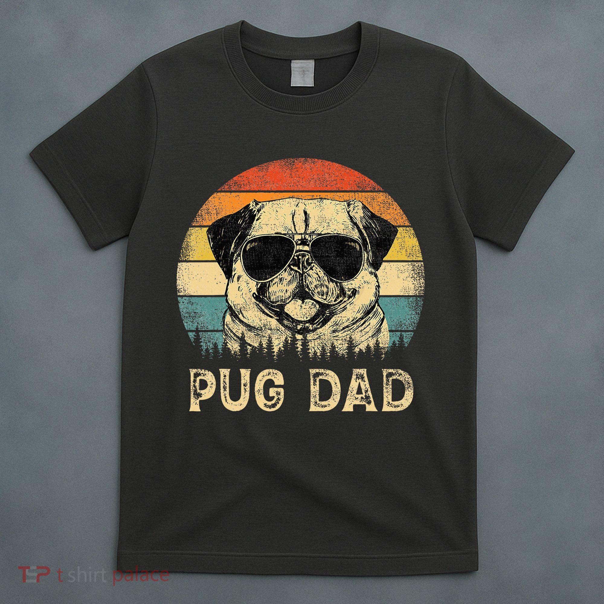 Vintage Pug Dad Dog Lovers FatherS Day T-Shirt