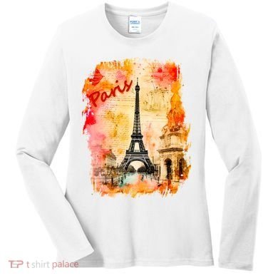 Vintage Paris Eiffel Tower Women's Long Sleeve Shirt