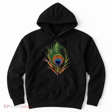 Vintage Peacock Feather Print Hoodie