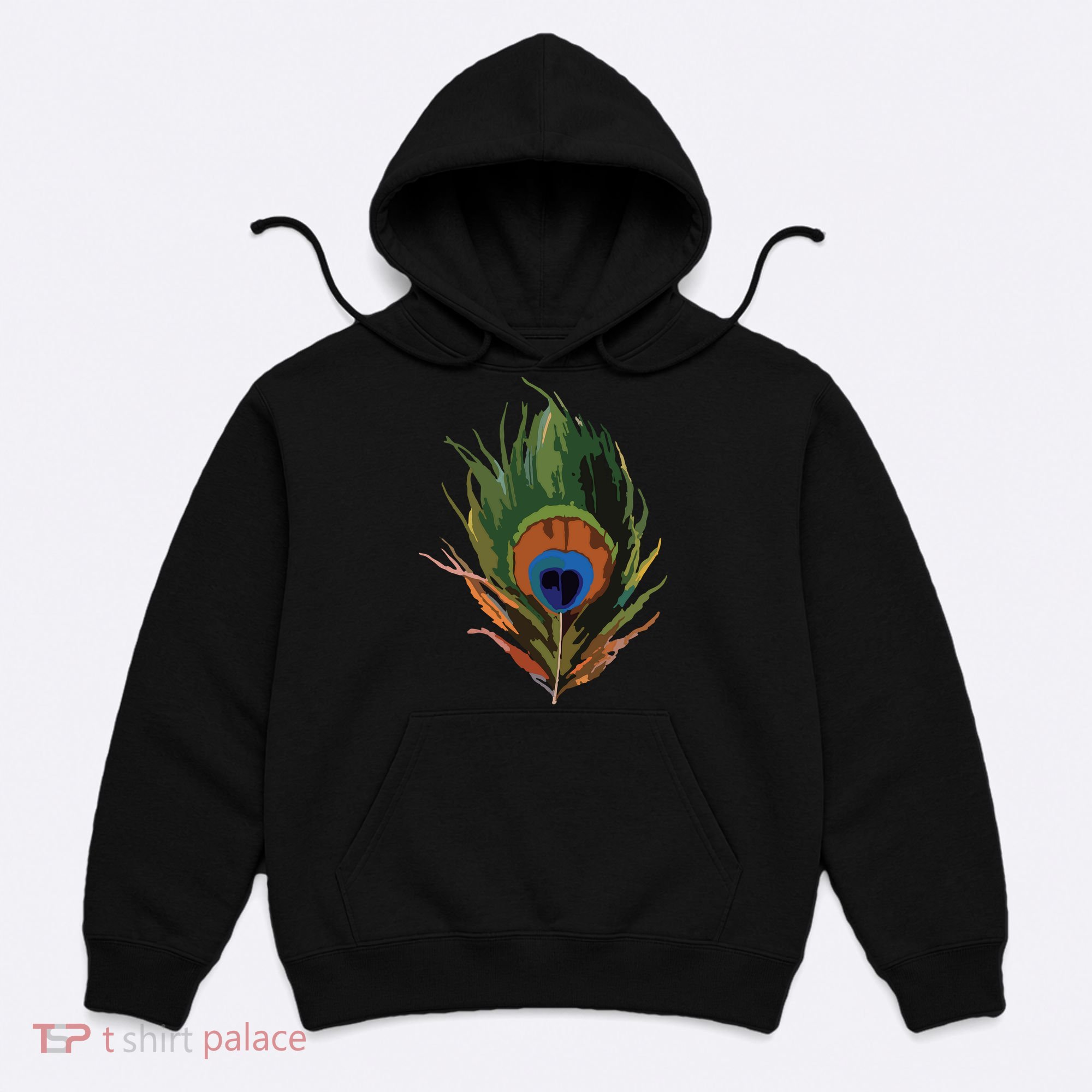 Vintage Peacock Feather Print Hoodie