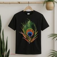 Vintage Peacock Feather Print T-Shirt thumb 2