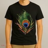 Vintage Peacock Feather Print T-Shirt thumb 3