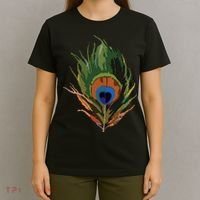 Vintage Peacock Feather Print T-Shirt thumb 4