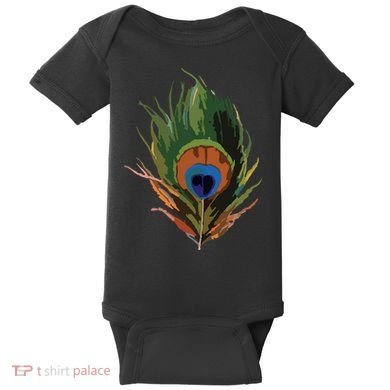 Vintage Peacock Feather Print Baby Bodysuit