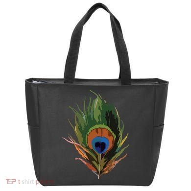 Vintage Peacock Feather Print Tote Bag