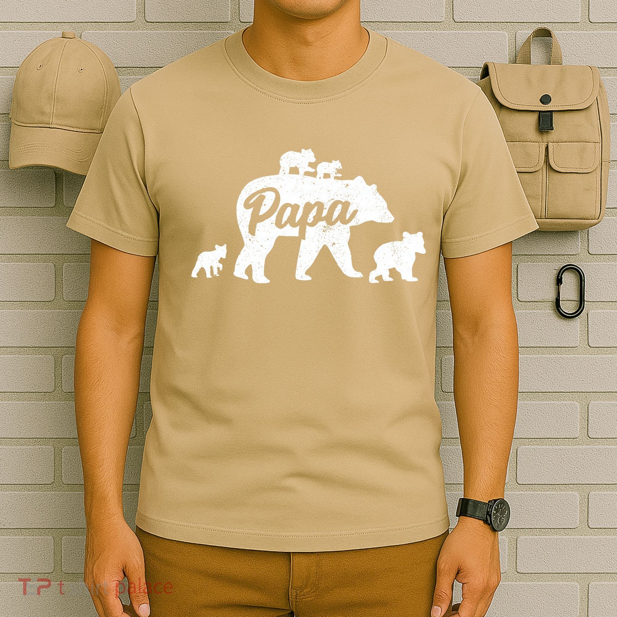 Vintage Papa Father Bear With 4 Cub Mothers Day T-Shirt