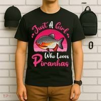 Vintage Piranha Fish Lover Just A Who Loves Piranhas T-Shirt thumb 6