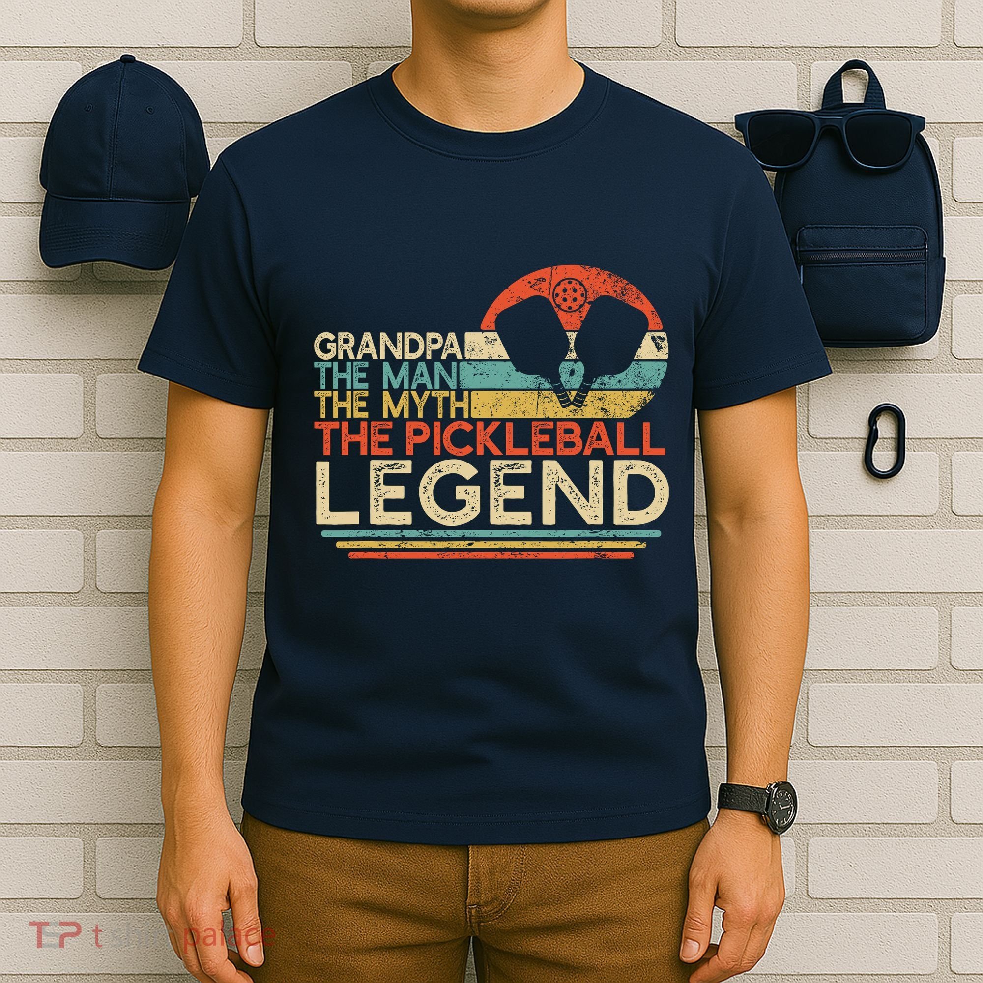 Vintage Pickleball Grandpa The Man The Myth The Legend T-Shirt
