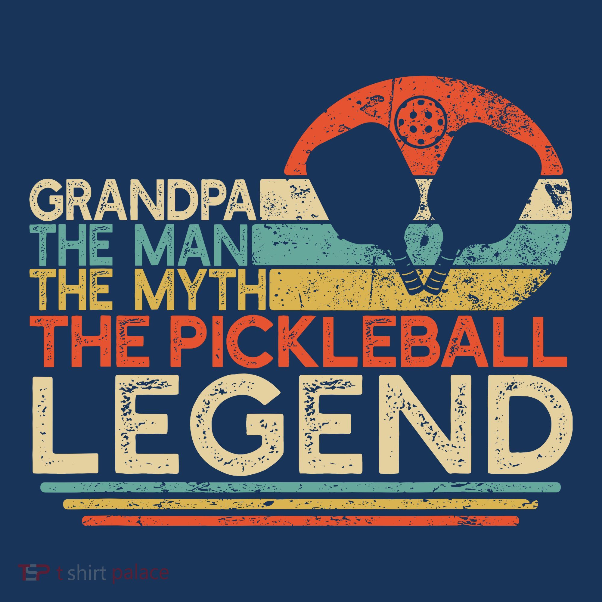 Vintage Pickleball Grandpa The Man The Myth The Legend T-Shirt