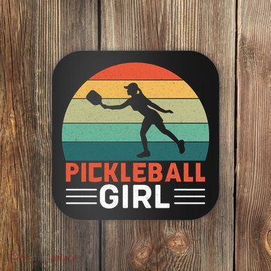 Vintage Pickleball Girl Paddle Coaster