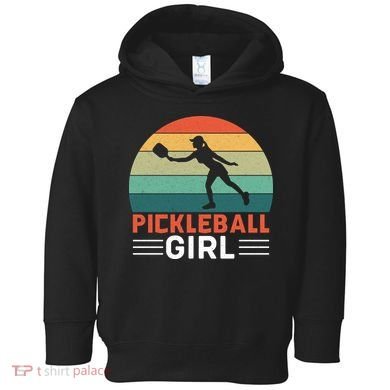 Vintage Pickleball Girl Paddle Toddler Hoodie