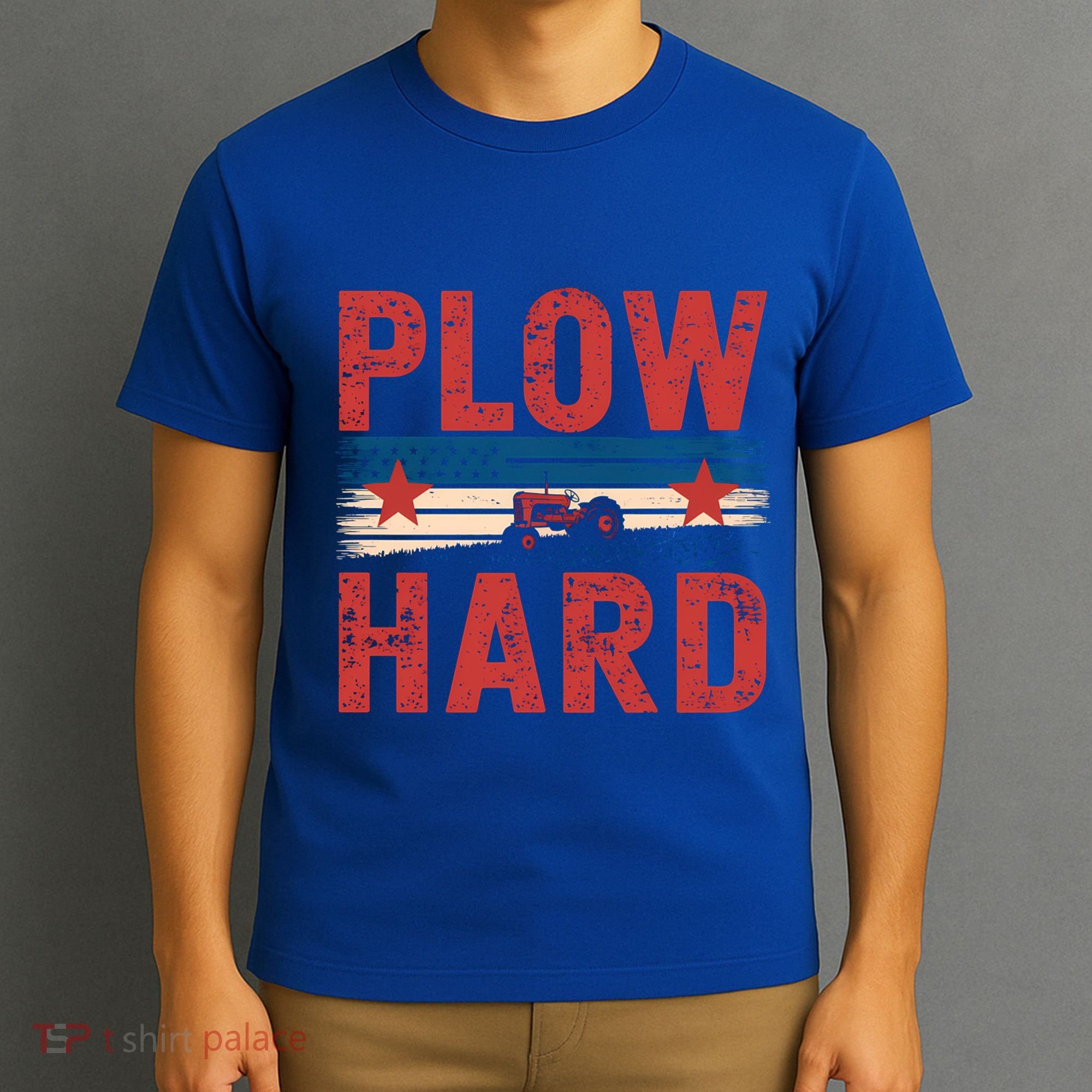 Vintage Plow Hard Farming Farmer Life Dad Grandpa Tractor Gift T-Shirt