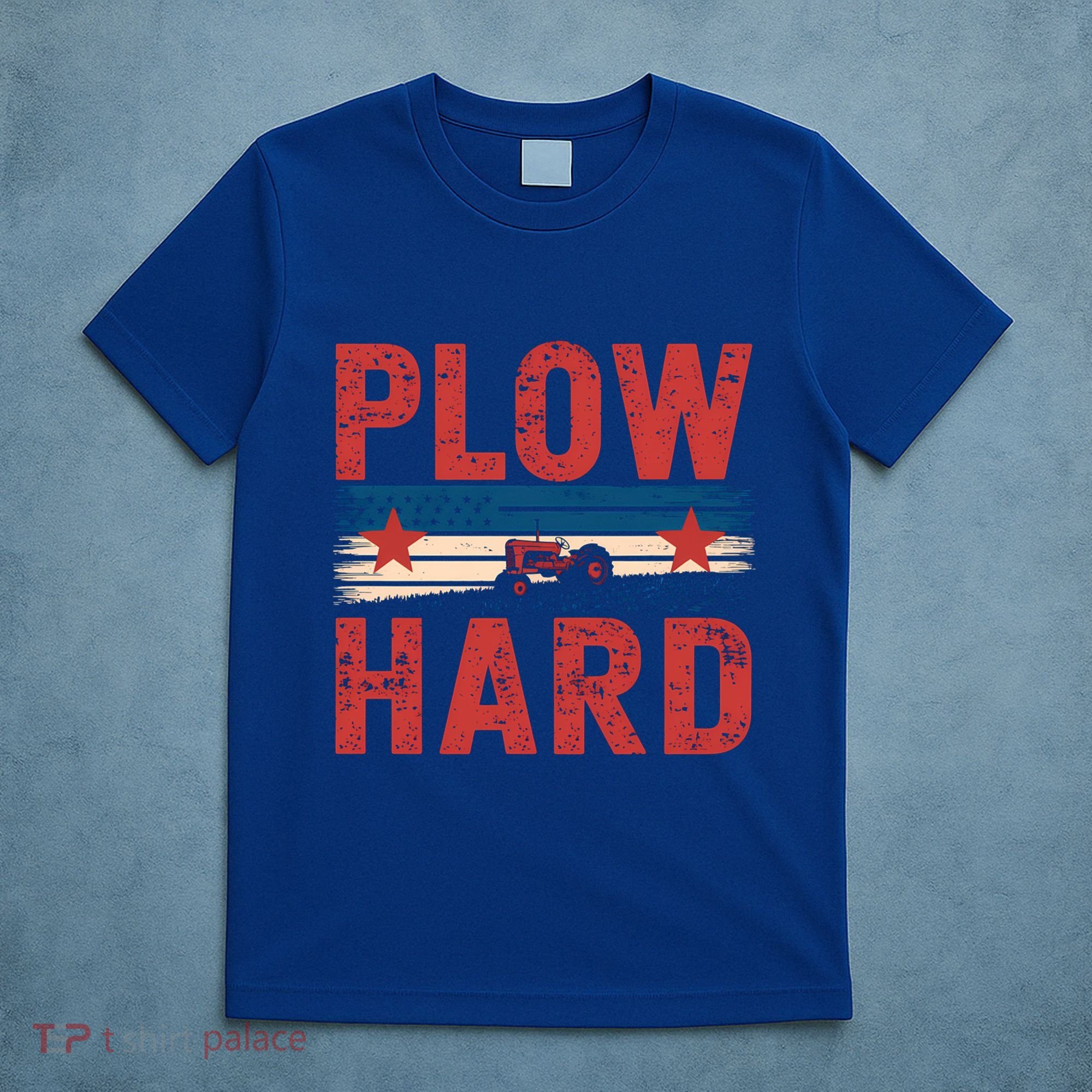 Vintage Plow Hard Farming Farmer Life Dad Grandpa Tractor Gift T-Shirt
