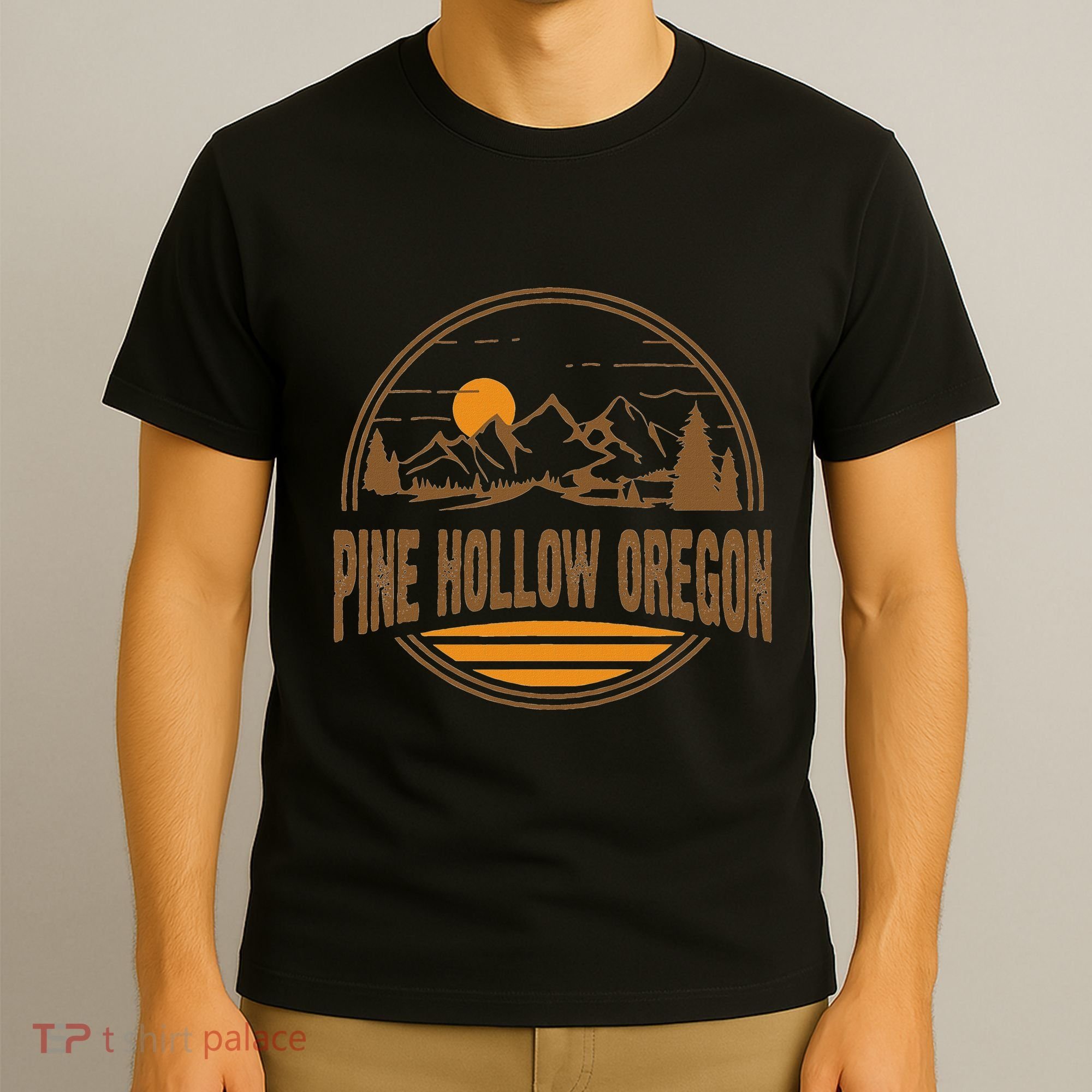 Vintage Pine Hollow Oregon Mountain Hiking Souvenir Print T-Shirt