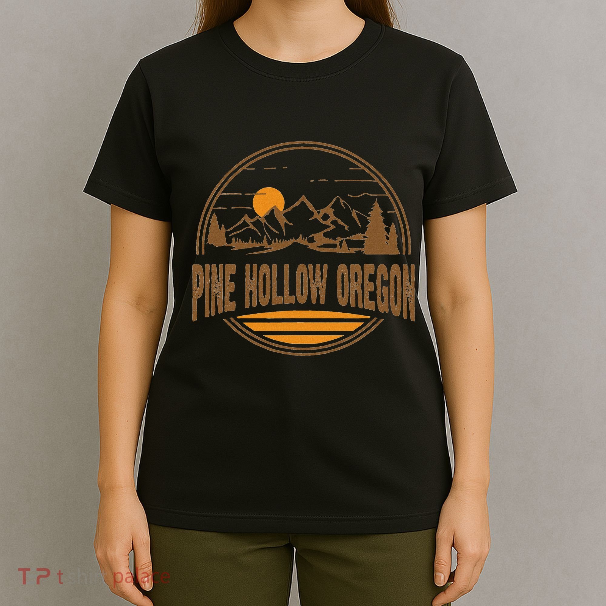 Vintage Pine Hollow Oregon Mountain Hiking Souvenir Print T-Shirt