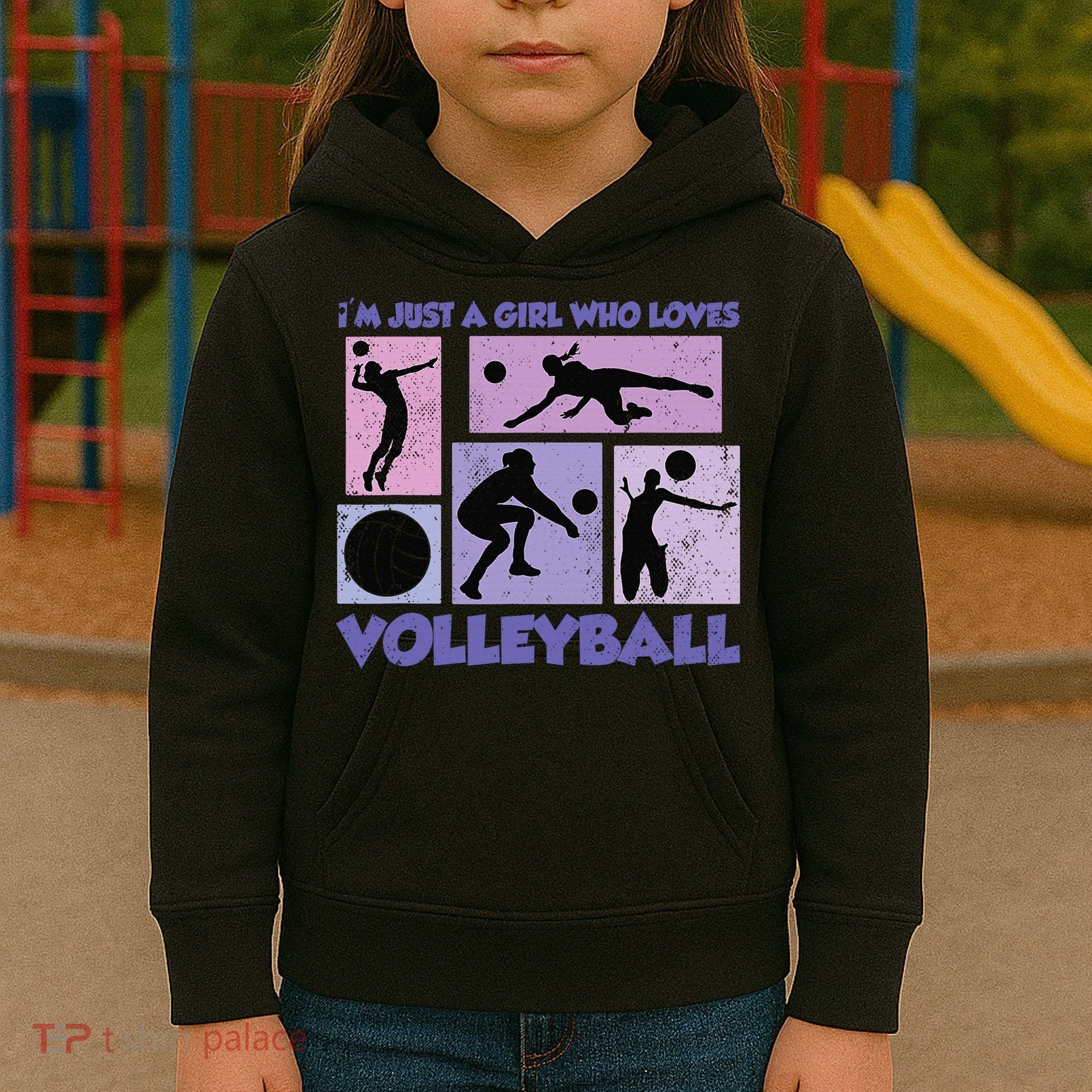 Volleyball Player I'm Just A  Who Loves Volleyball Kids Hoodie