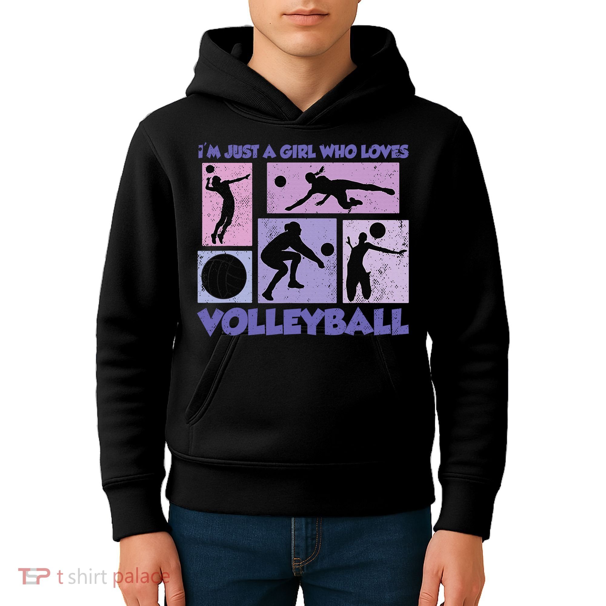 Volleyball Player I'm Just A  Who Loves Volleyball Kids Hoodie
