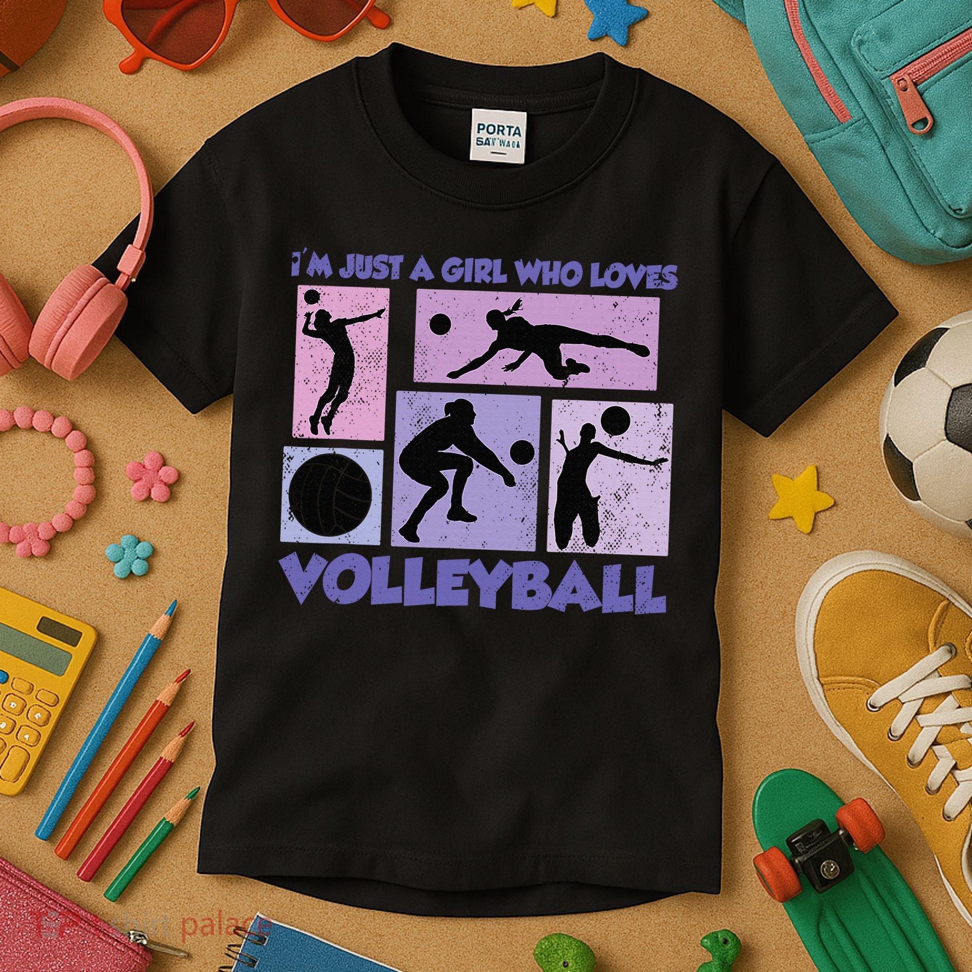 Volleyball Player I'm Just A  Who Loves Volleyball Kids T-Shirt