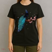 Vintage Peacock Japanese Beauty Bird Flower Gift T-Shirt thumb 4