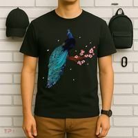 Vintage Peacock Japanese Beauty Bird Flower Gift T-Shirt thumb 6