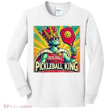 Vintage Pickleball King Kids Long Sleeve Shirt