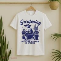 Vintage Plant Mom Gardening Because Murder Is Wrong Women T-Shirt thumb 2