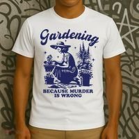 Vintage Plant Mom Gardening Because Murder Is Wrong Women T-Shirt thumb 3