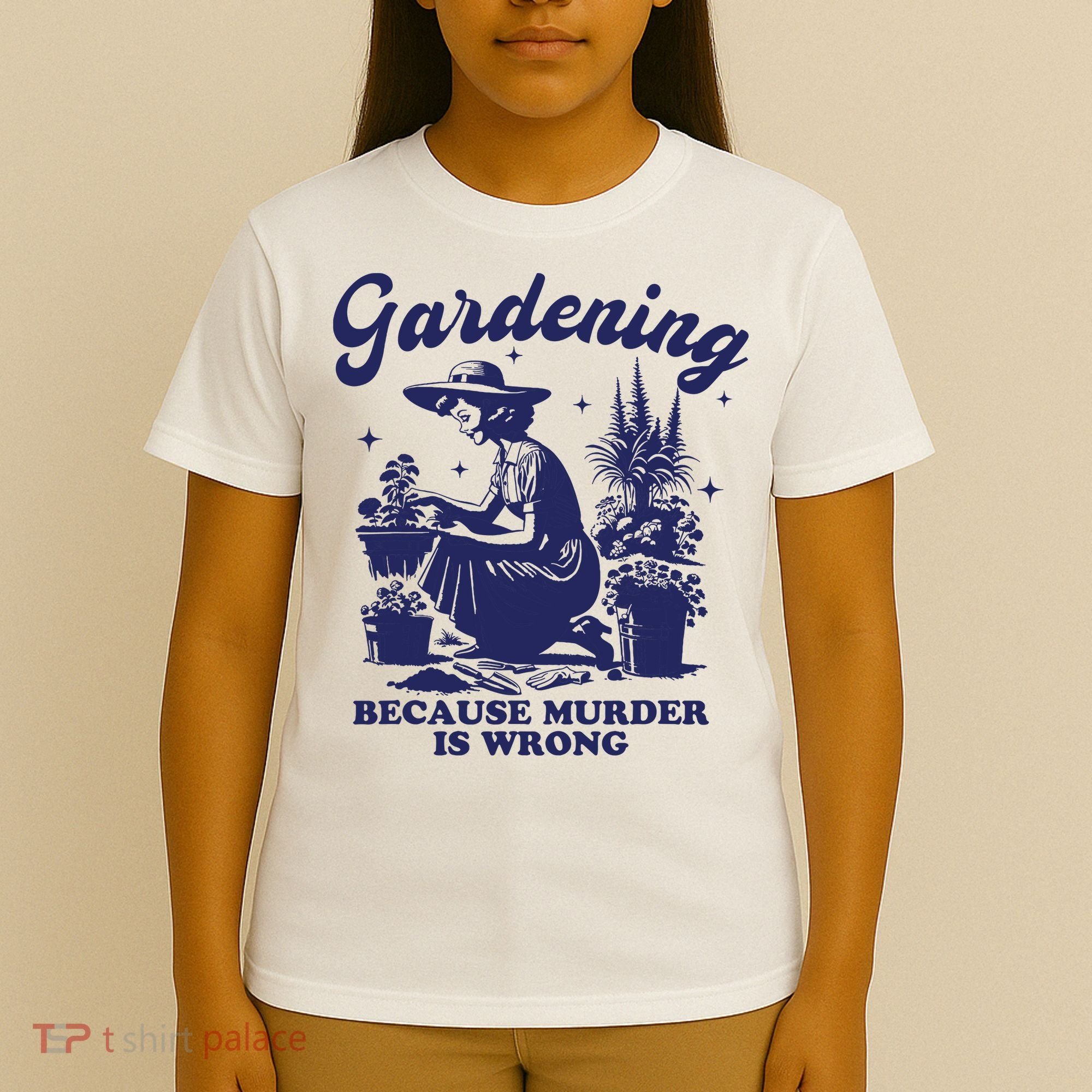 Vintage Plant Mom Gardening Because Murder Is Wrong Women T-Shirt