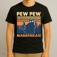 Vintage PewPewPew Madafakas TShirt Crazy Pew Cat T-Shirt thumb 3